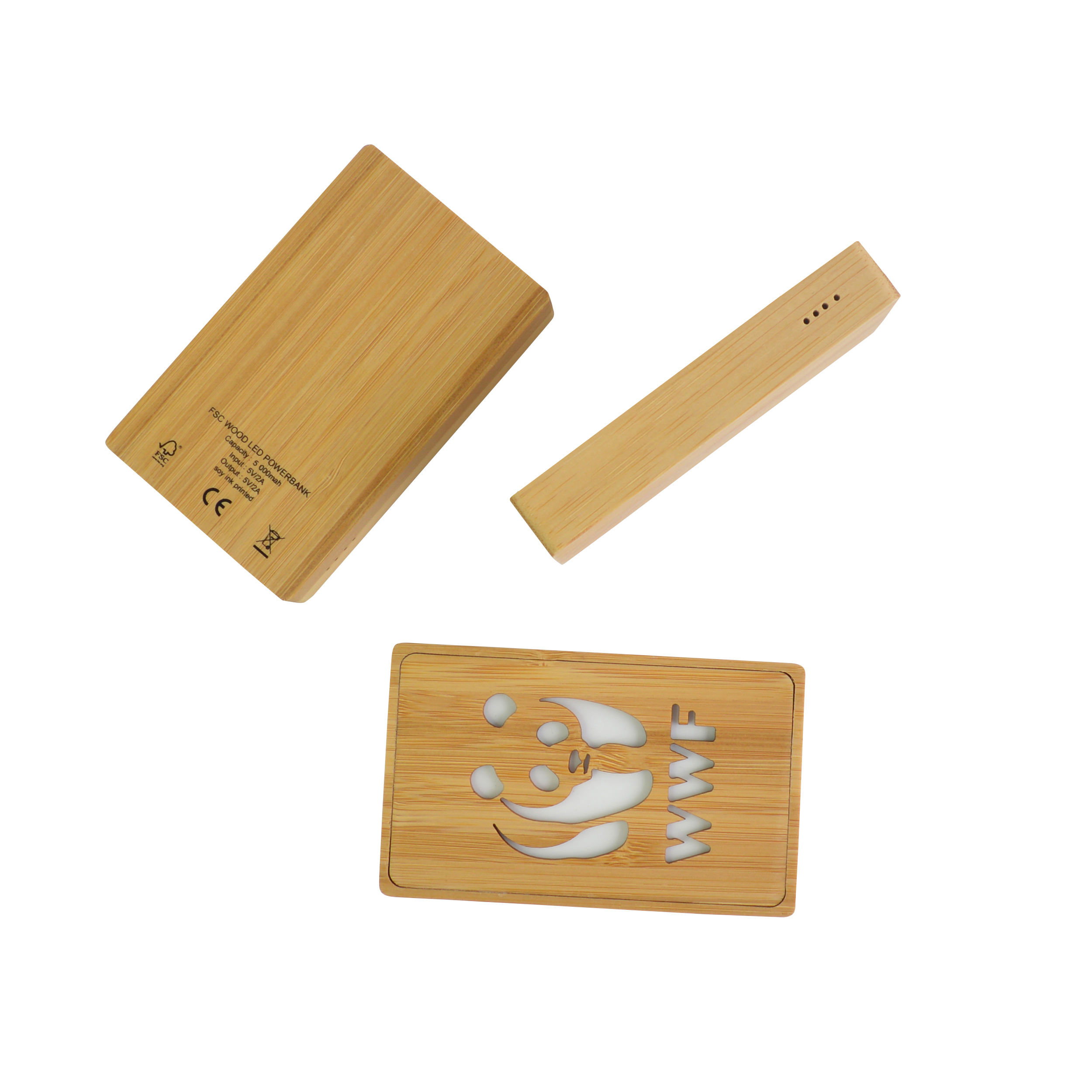 Led bamboo powerbank 5000mah 15060 7