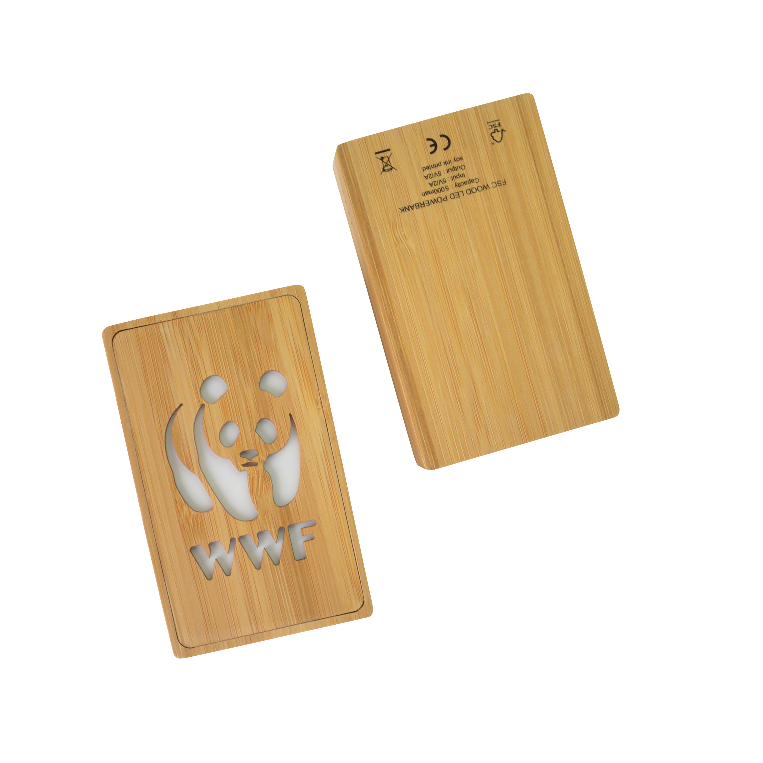 Led bamboo powerbank 5000mah 15060 8